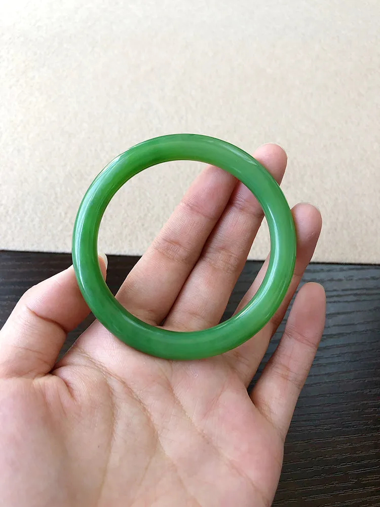 Natural Jade Bangle Nephrite Bangle Internal Diameter 52.7mm NBE019