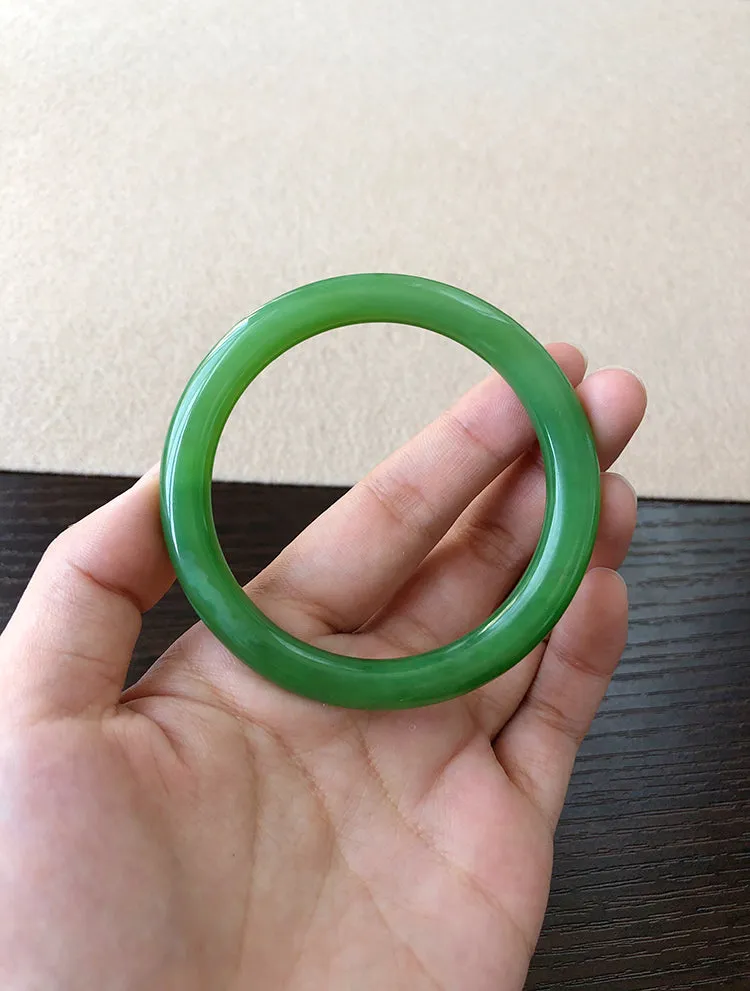 Natural Jade Bangle Nephrite Bangle Internal Diameter 52.7mm NBE019