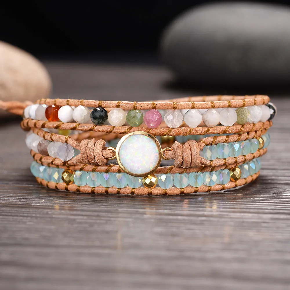 Natural Opal Gemstone Protection Healing Bracelet for Women Charms Gifts for Mom