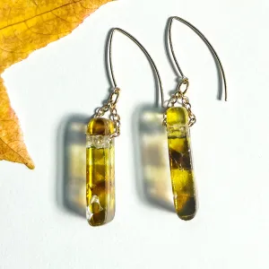 New! Tortoise Mosaic Stiletto Gold Earrings