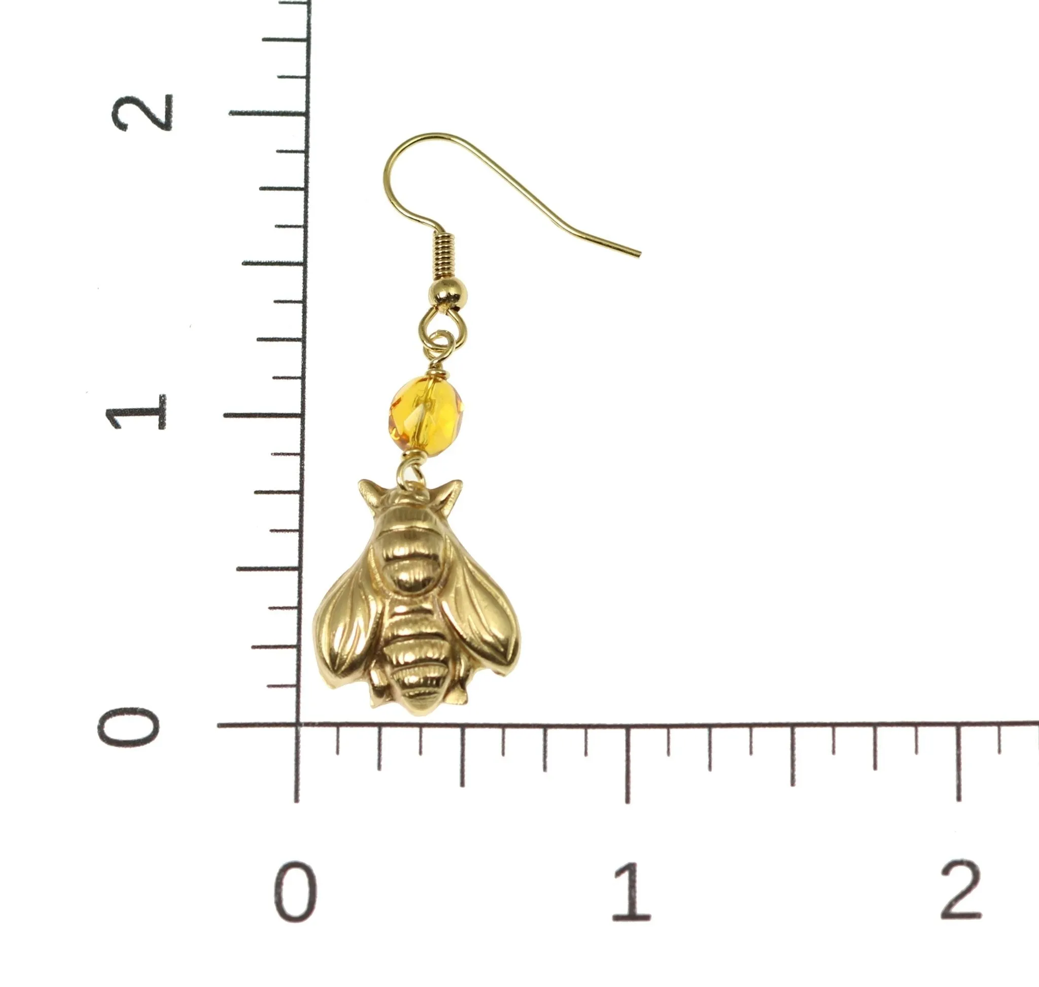 Nu Gold Honey Bee Earrings with Amber