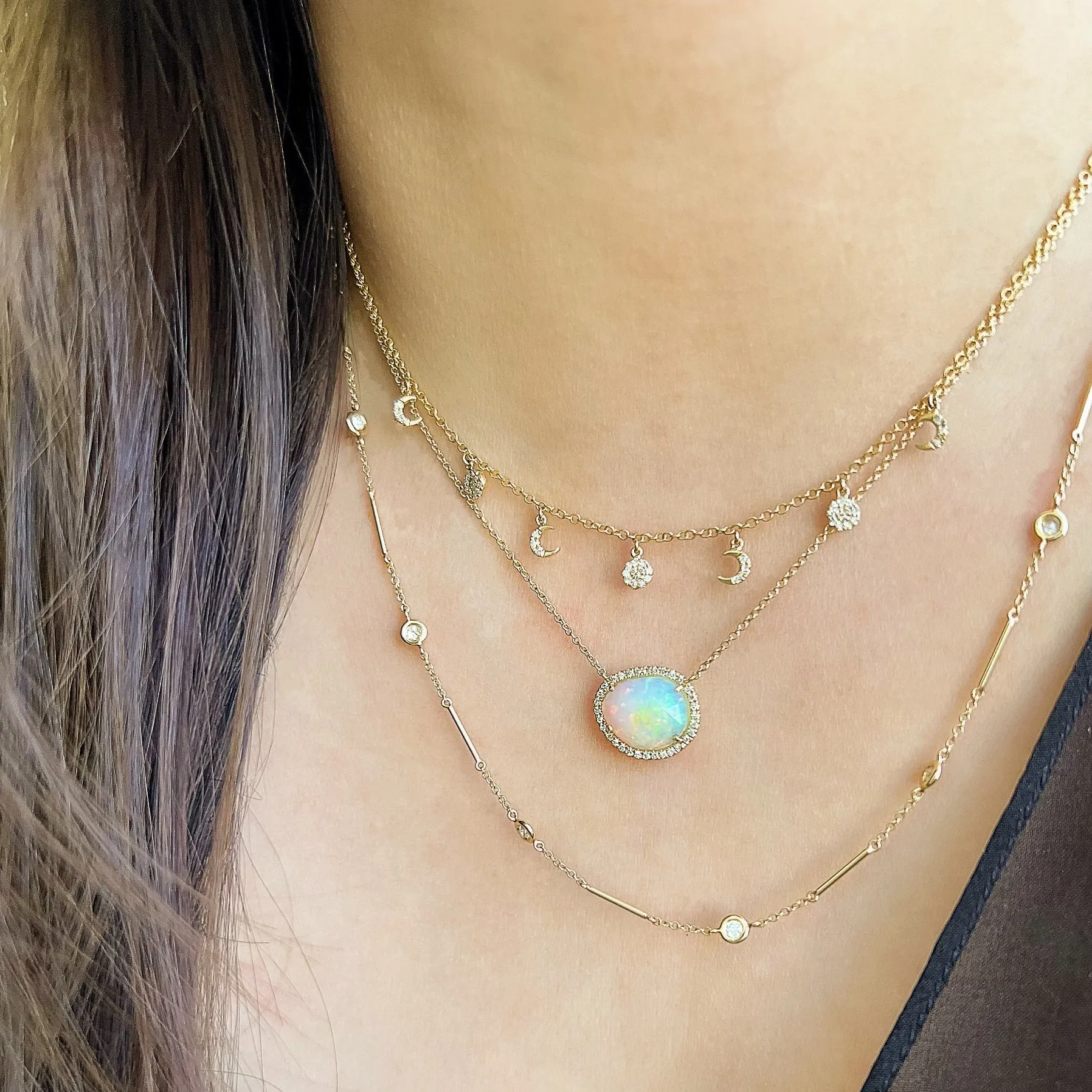 One of a Kind Petite Rose Cut Opal Necklace