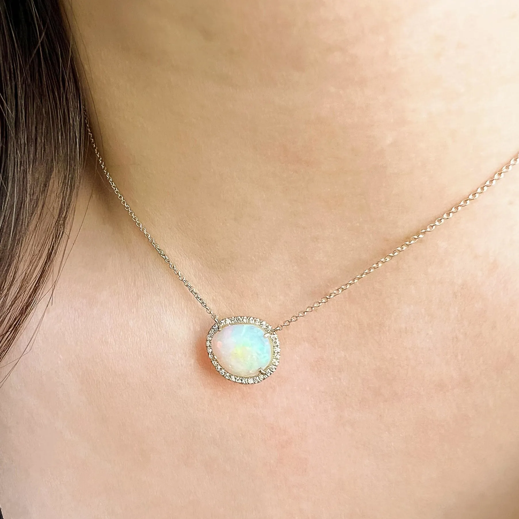 One of a Kind Petite Rose Cut Opal Necklace