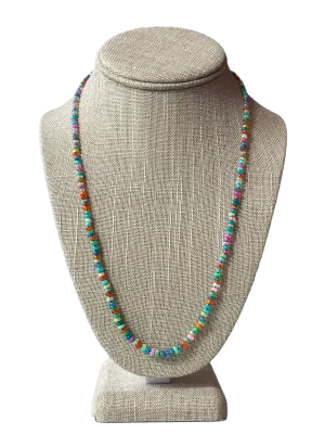 opal gemstone necklace hand knotted with silk 14K yellow gold clasp*multi but blue and green dominant