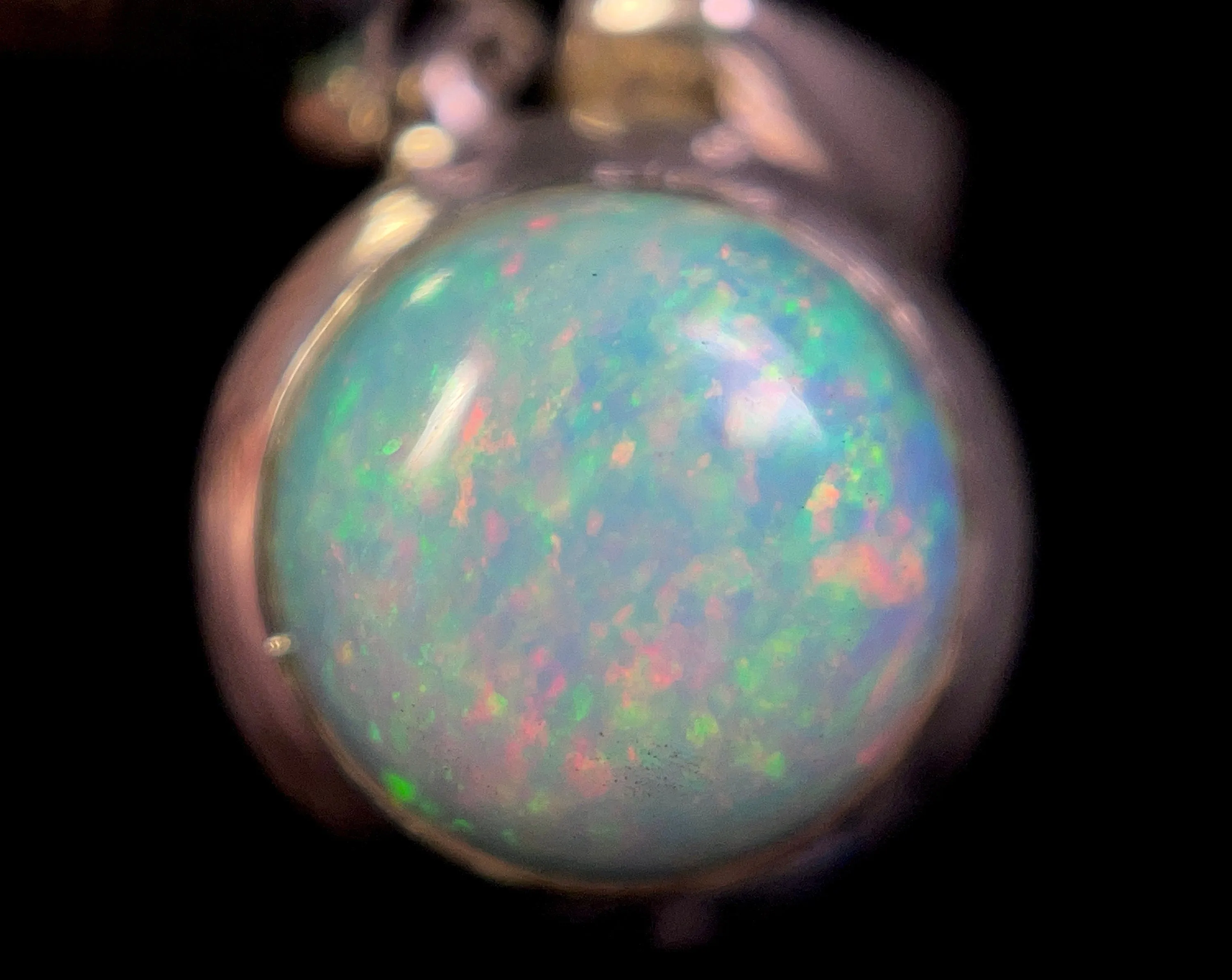 OPAL Pendant, Pinfire - Sterling Silver, 8mm Round Cabochon - Opal Necklace, Birthstone Necklace, Opal Jewelry, Welo Opal, 49108