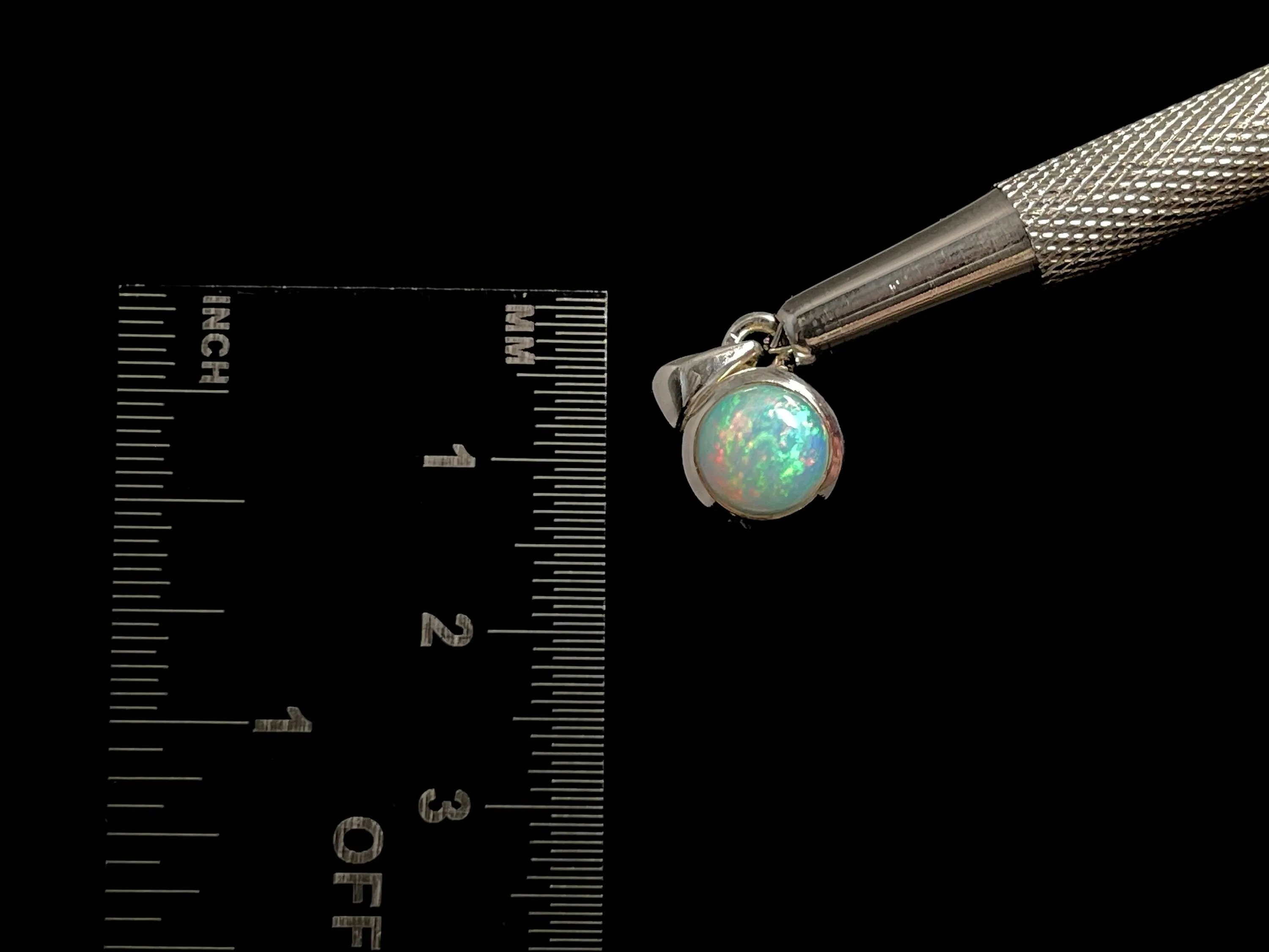 OPAL Pendant, Pinfire - Sterling Silver, 8mm Round Cabochon - Opal Necklace, Birthstone Necklace, Opal Jewelry, Welo Opal, 49108