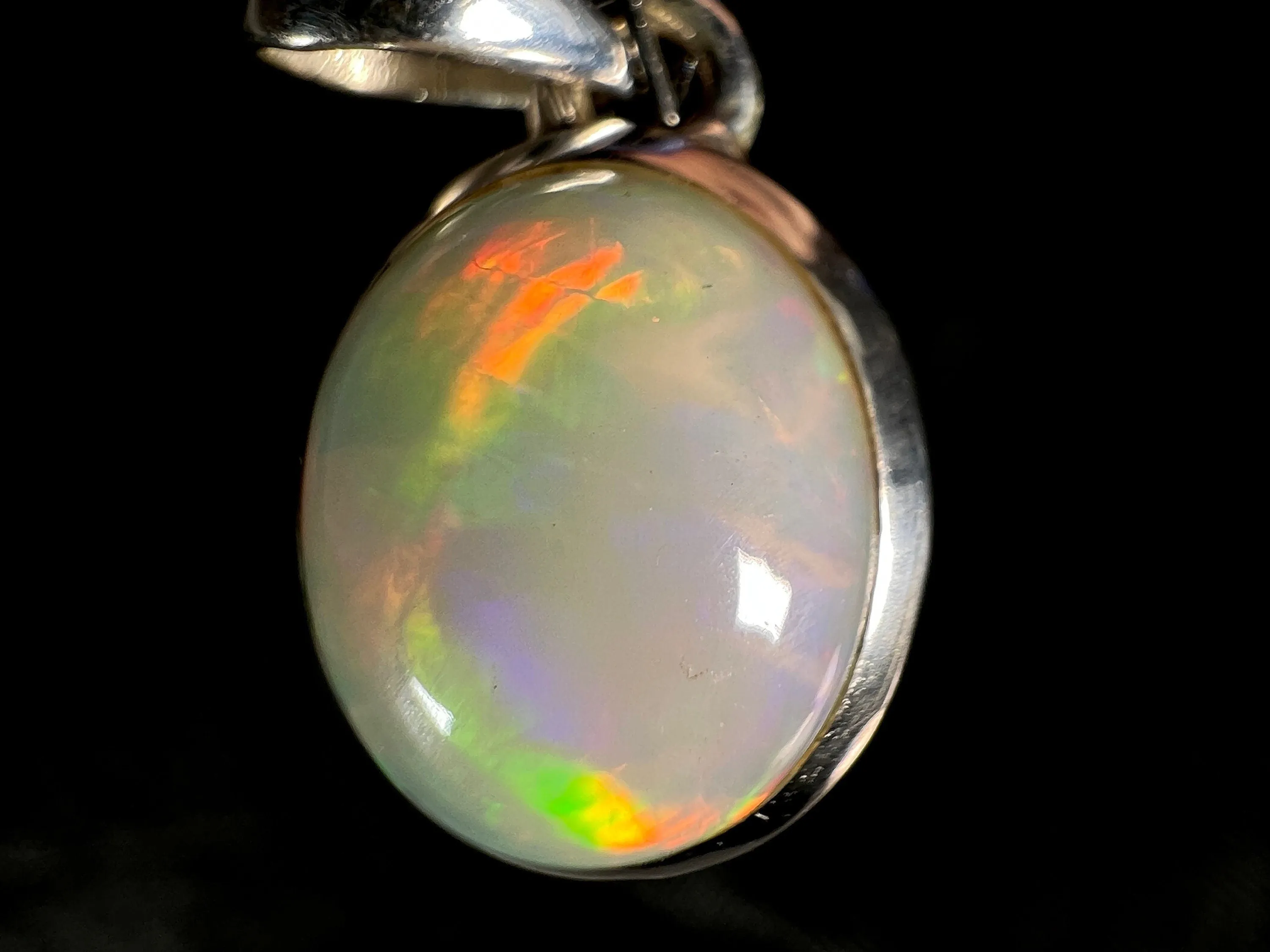 OPAL Pendant - Sterling Silver, 10x12mm Oval Cabochon - Opal Necklace, Birthstone Necklace, Opal Jewelry, Welo Opal, 50952