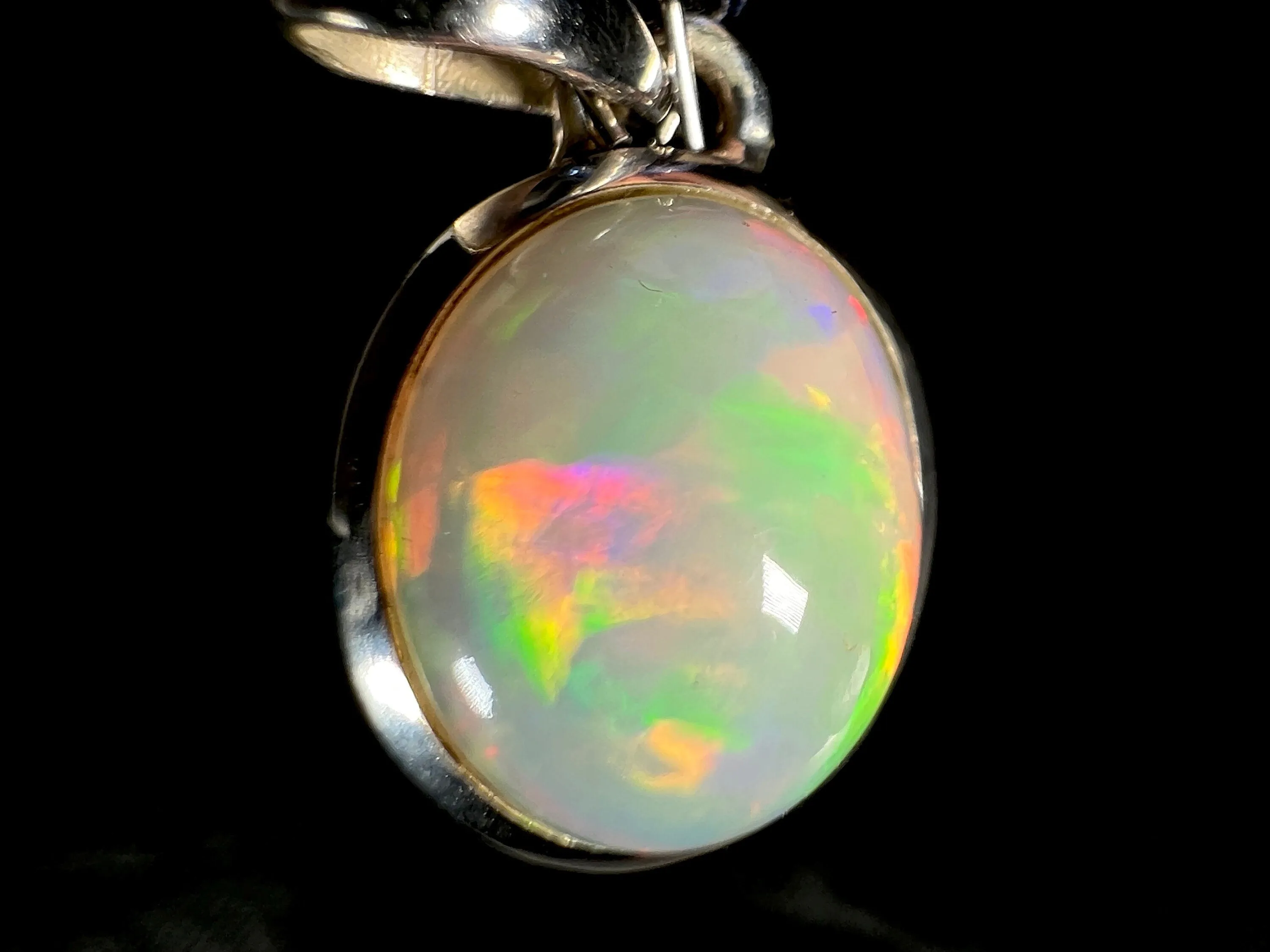 OPAL Pendant - Sterling Silver, 10x12mm Oval Cabochon - Opal Necklace, Birthstone Necklace, Opal Jewelry, Welo Opal, 50952