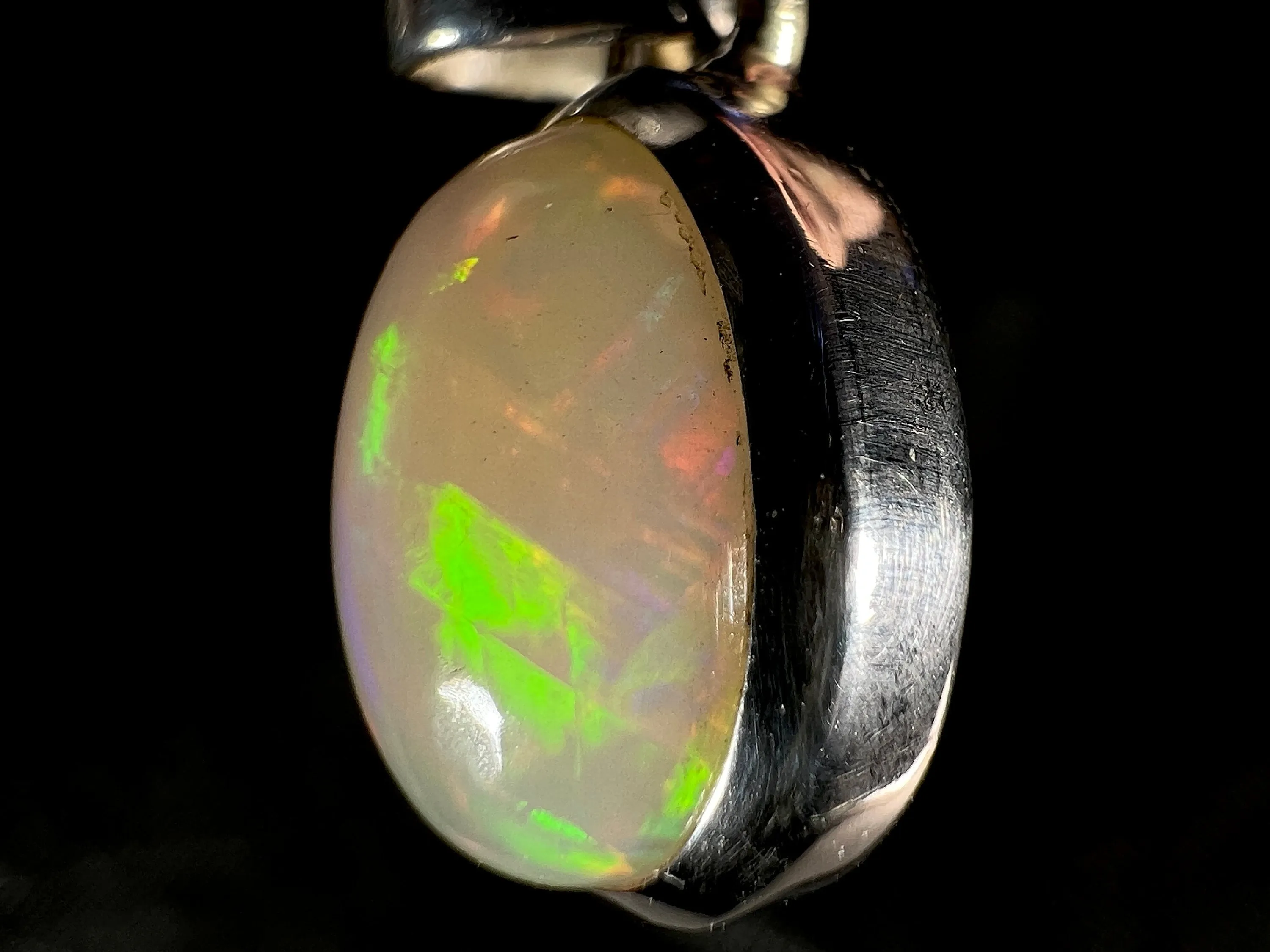 OPAL Pendant - Sterling Silver, 10x12mm Oval Cabochon - Opal Necklace, Birthstone Necklace, Opal Jewelry, Welo Opal, 50952