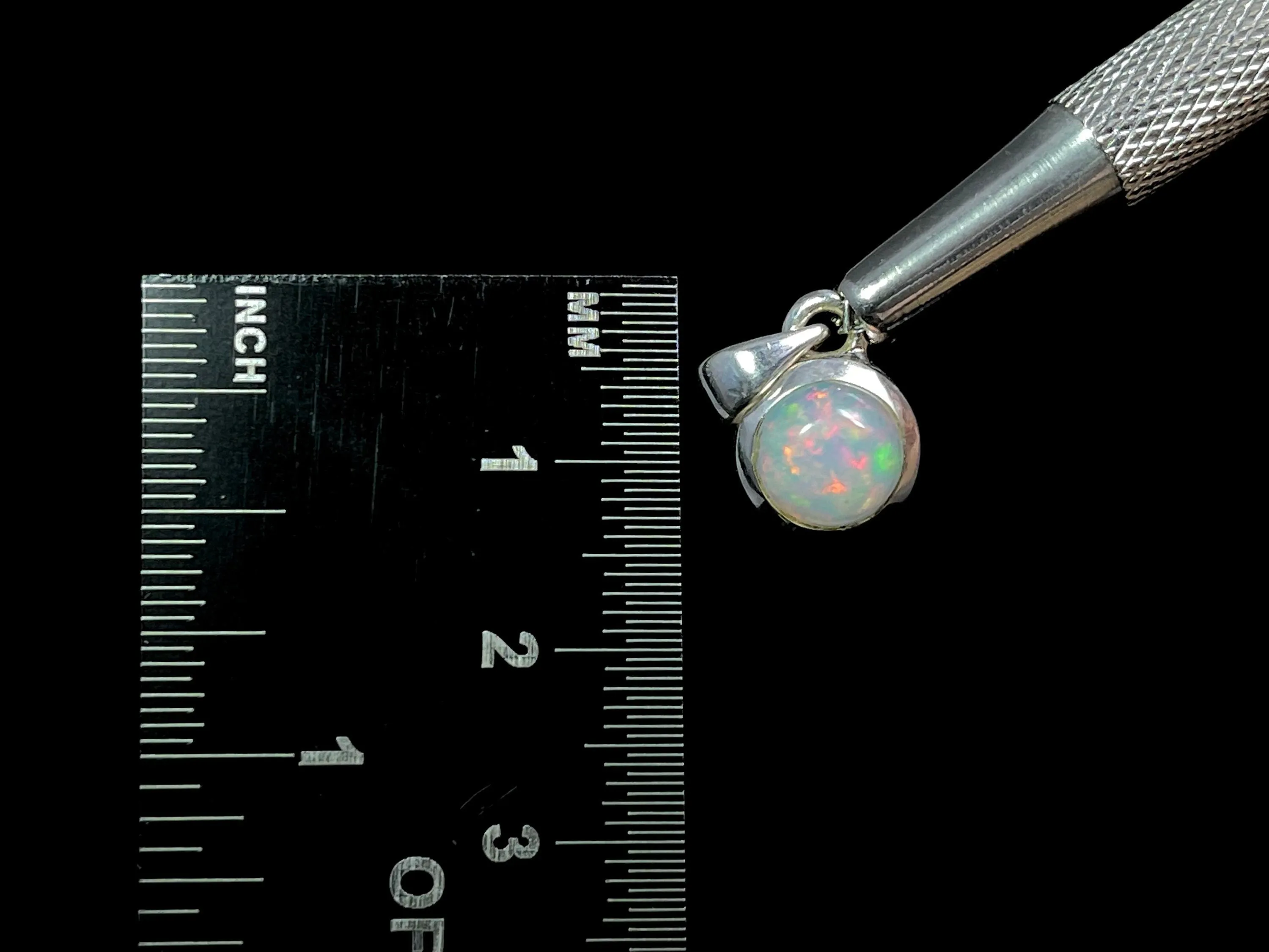 OPAL Pendant - Sterling Silver, 8mm Round Cabochon - Opal Necklace, Birthstone Necklace, Opal Jewelry, Welo Opal, 49114