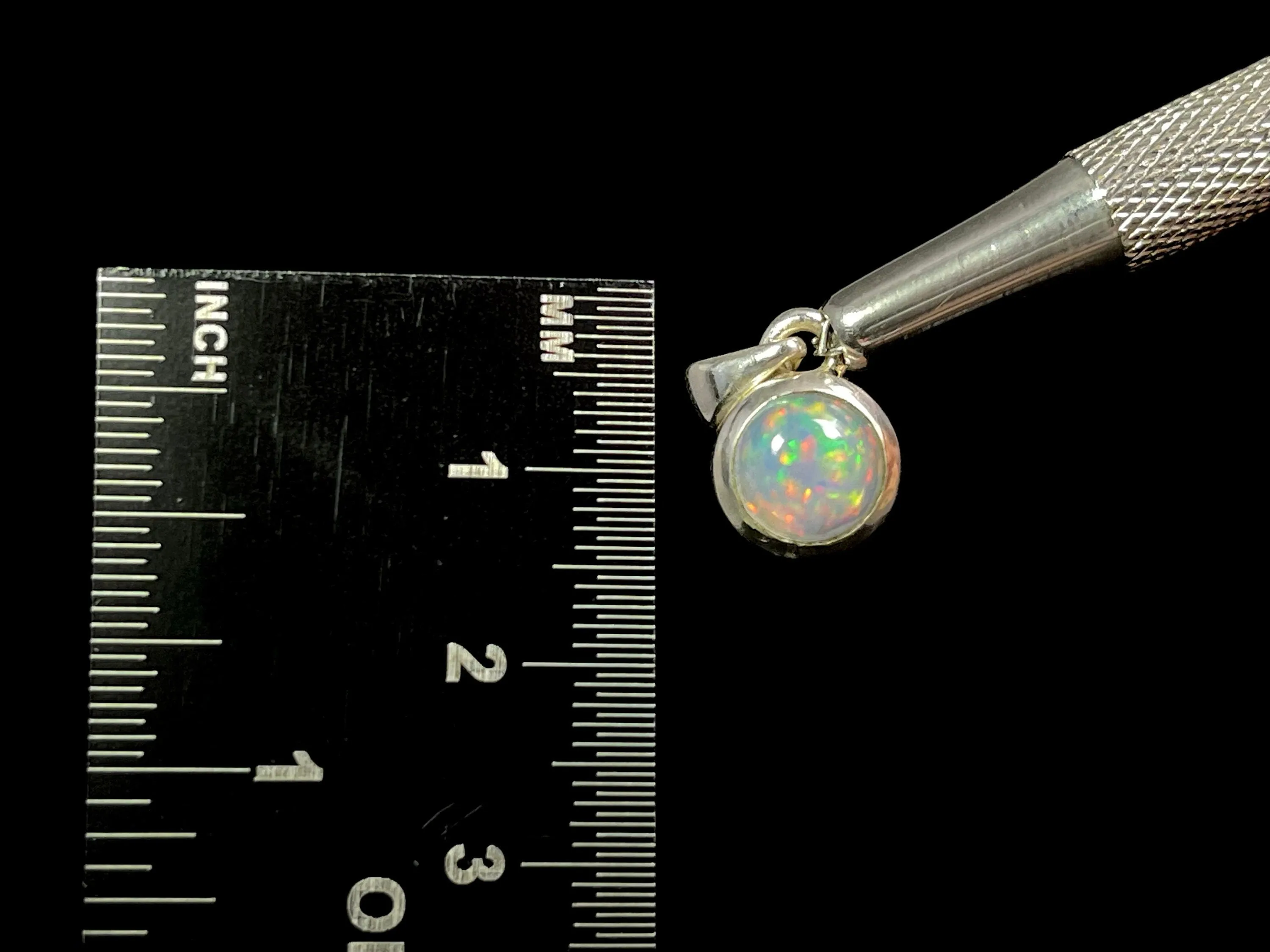 OPAL Pendant - Sterling Silver, 8mm Round Cabochon - Opal Necklace, Birthstone Necklace, Opal Jewelry, Welo Opal, 49115