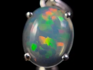 OPAL Pendant - Sterling Silver, 9x11mm Oval Cabochon - Opal Necklace, Birthstone Necklace, Opal Jewelry, Welo Opal, 49093