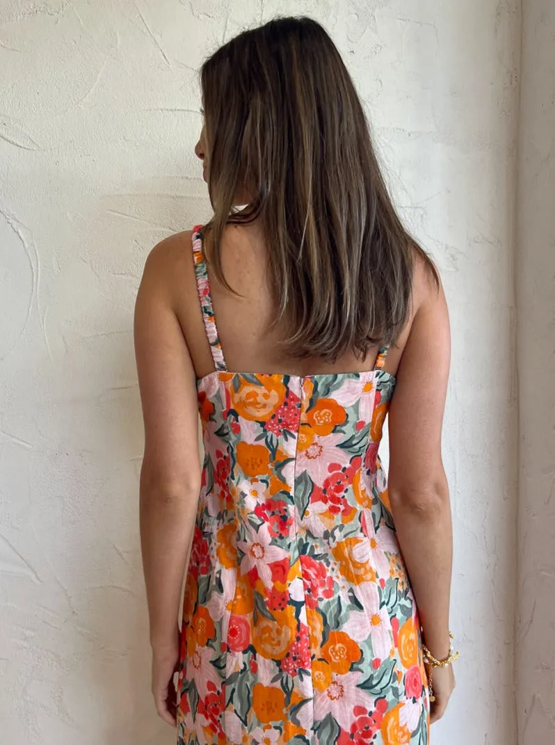 Ownley River Fitted Midi Dress in Orange Blossom