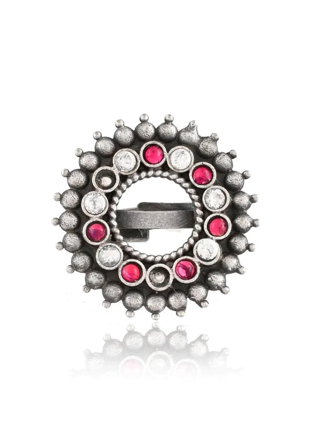 Oxidized Varthulah Ring Red And White