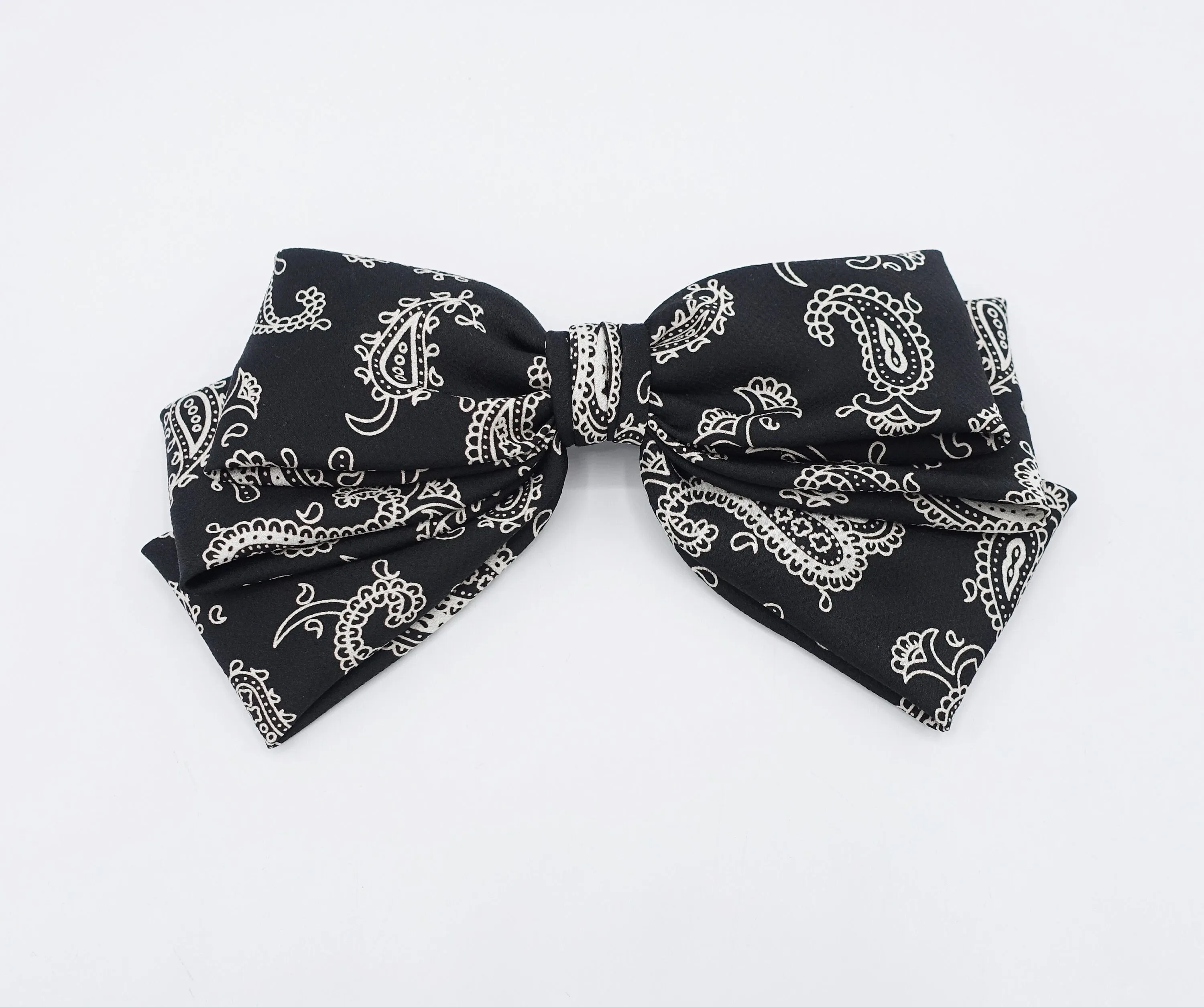 paisley hair bow, satin hair bow, layered hair bow for women