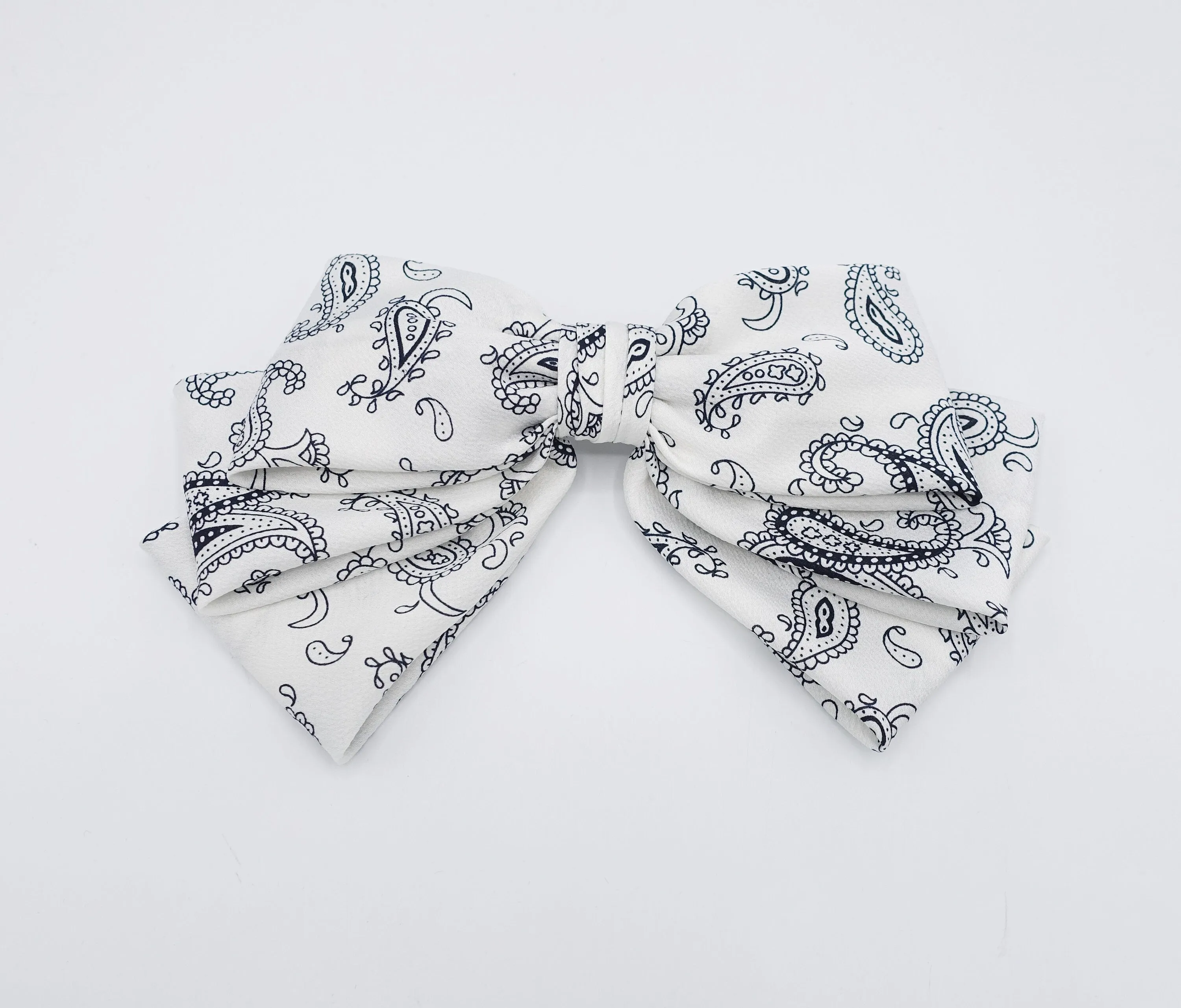 paisley hair bow, satin hair bow, layered hair bow for women