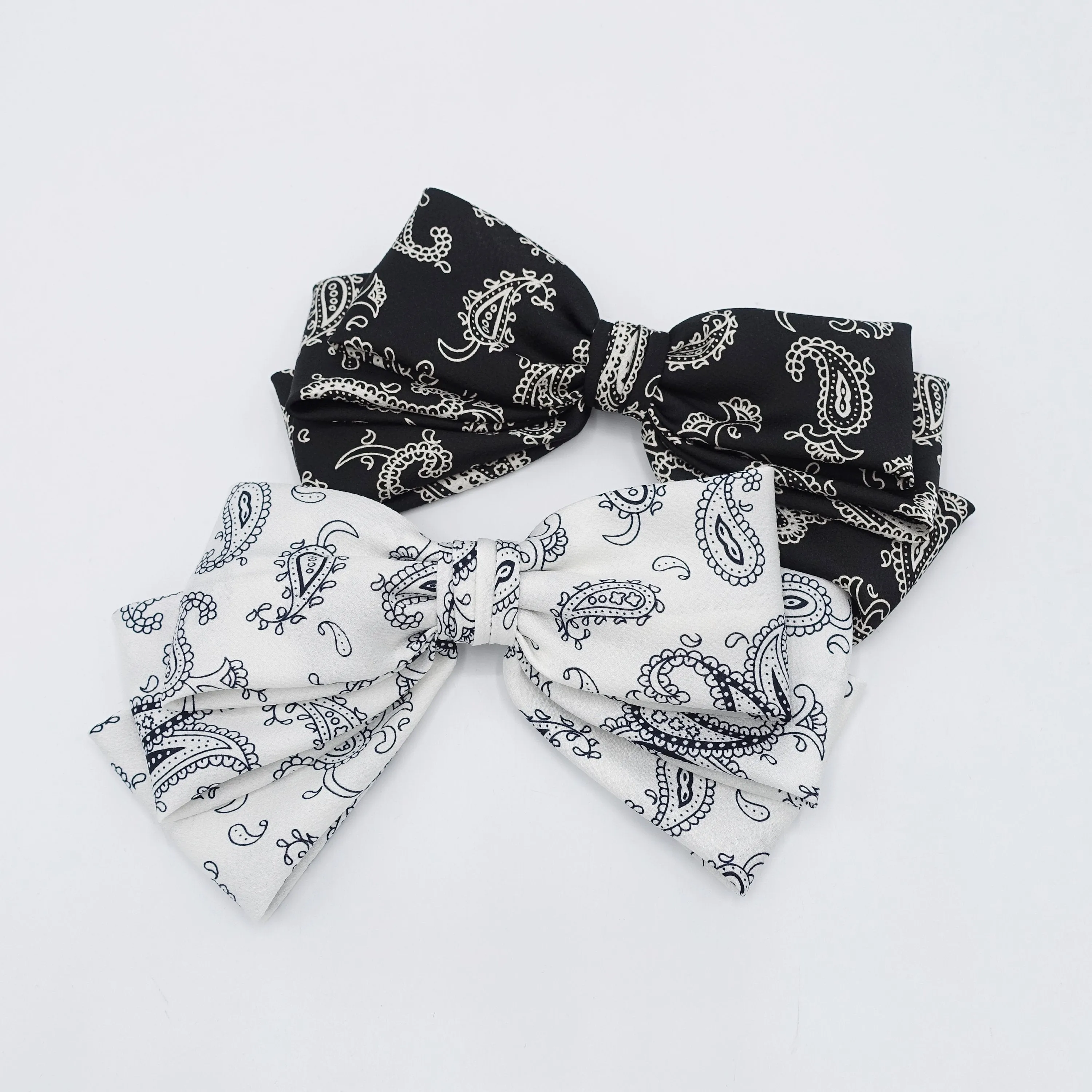 paisley hair bow, satin hair bow, layered hair bow for women