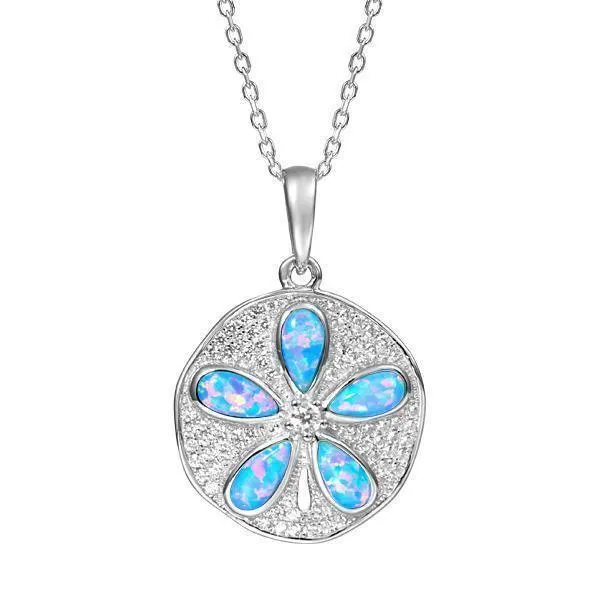 Pavé Sand Dollar Pendant with Opal by Alamea