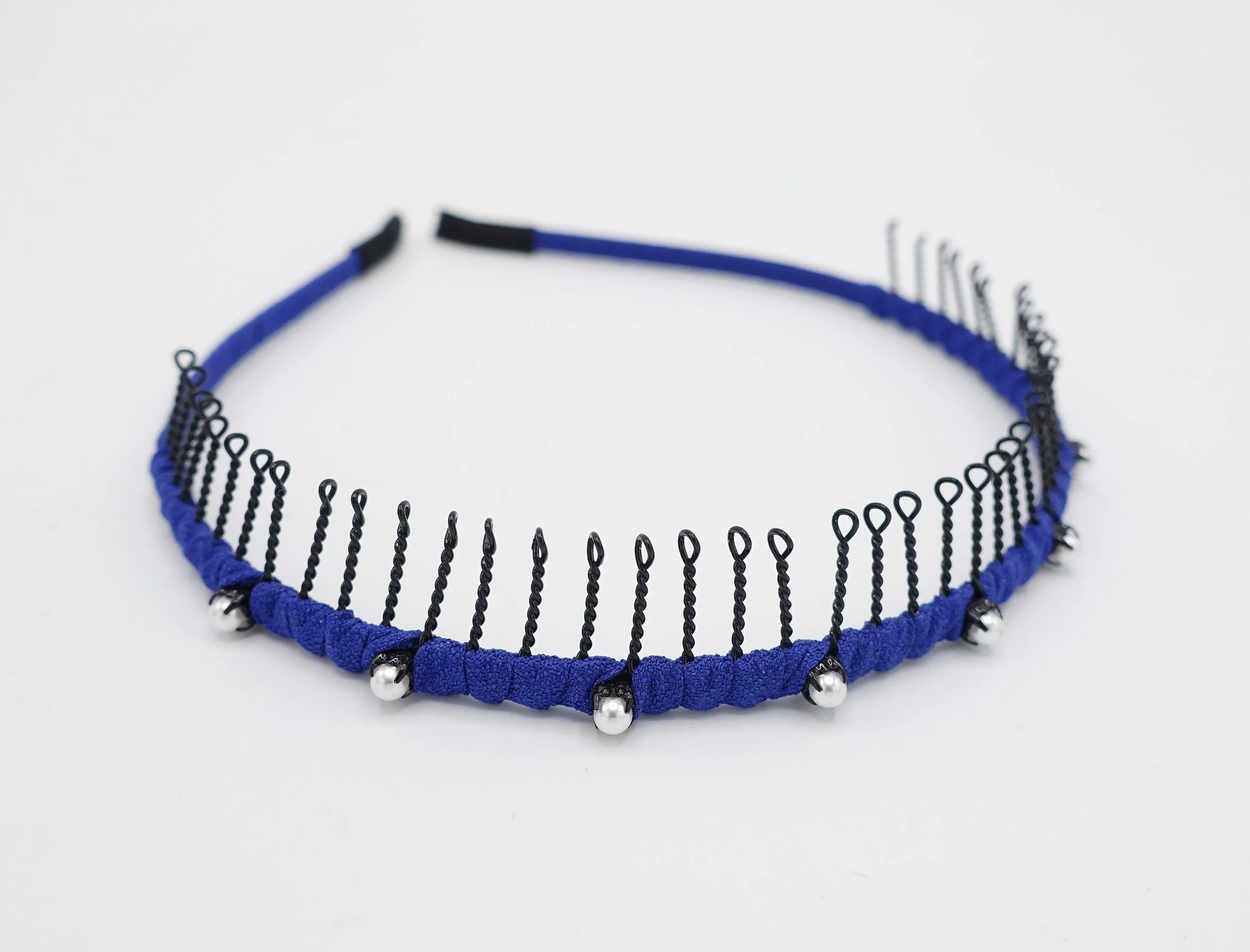 pearl embellished teeth comb headband wrap hairband basic casual hair accessory for women