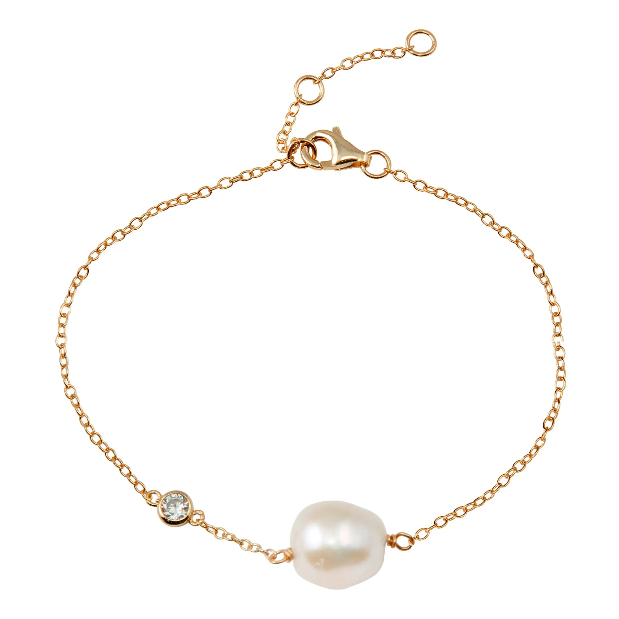 Pearl with CZ Bracelet