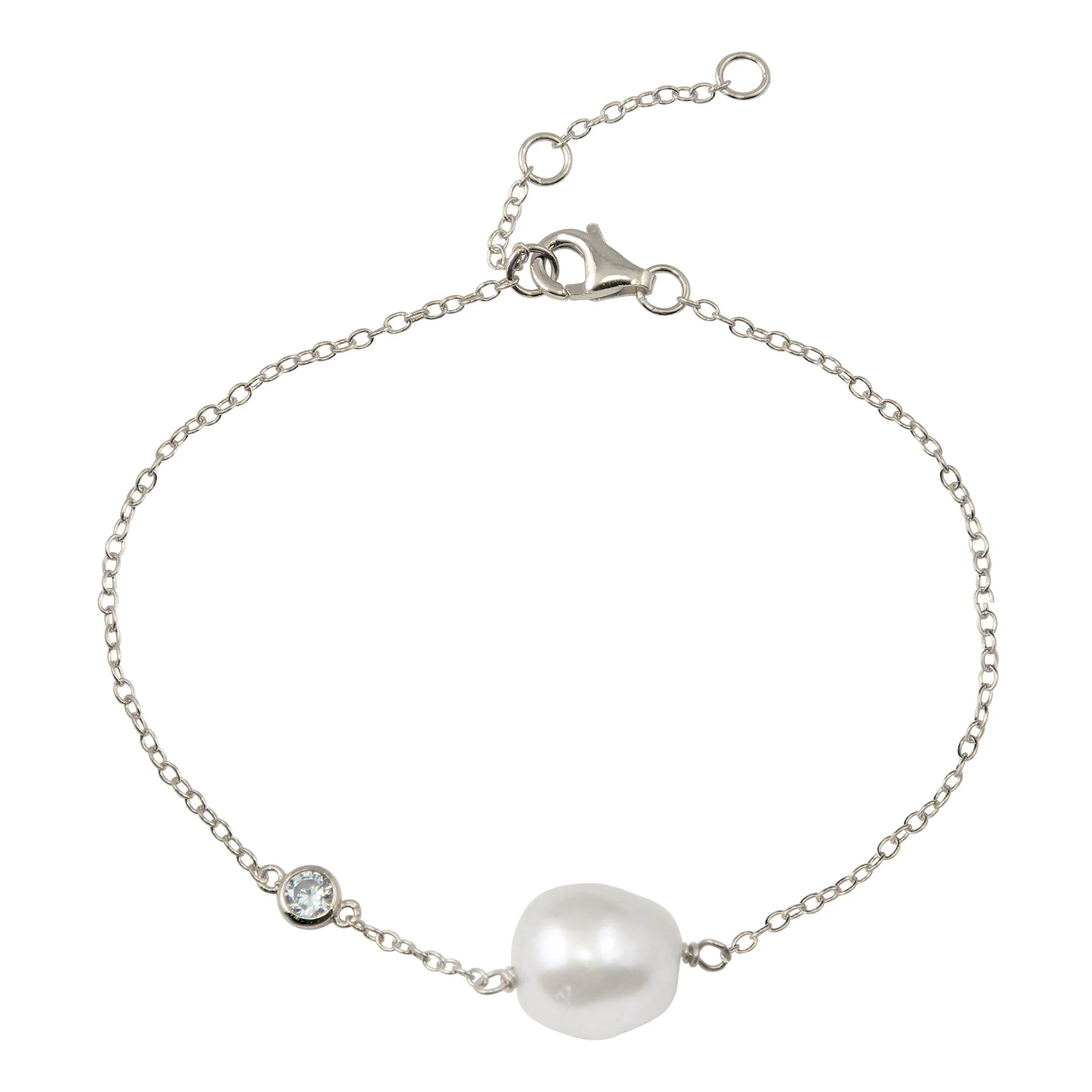 Pearl with CZ Bracelet