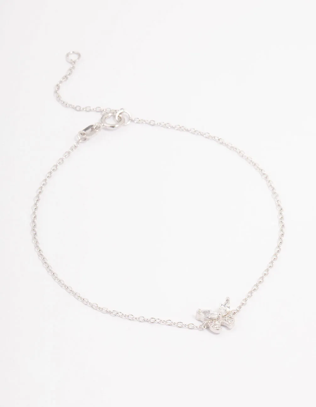 Platinum Sterling Silver Butterfly Cubic Zirconia Bracelet