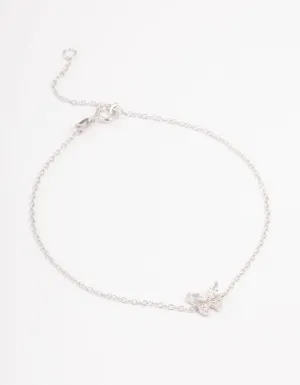 Platinum Sterling Silver Butterfly Cubic Zirconia Bracelet