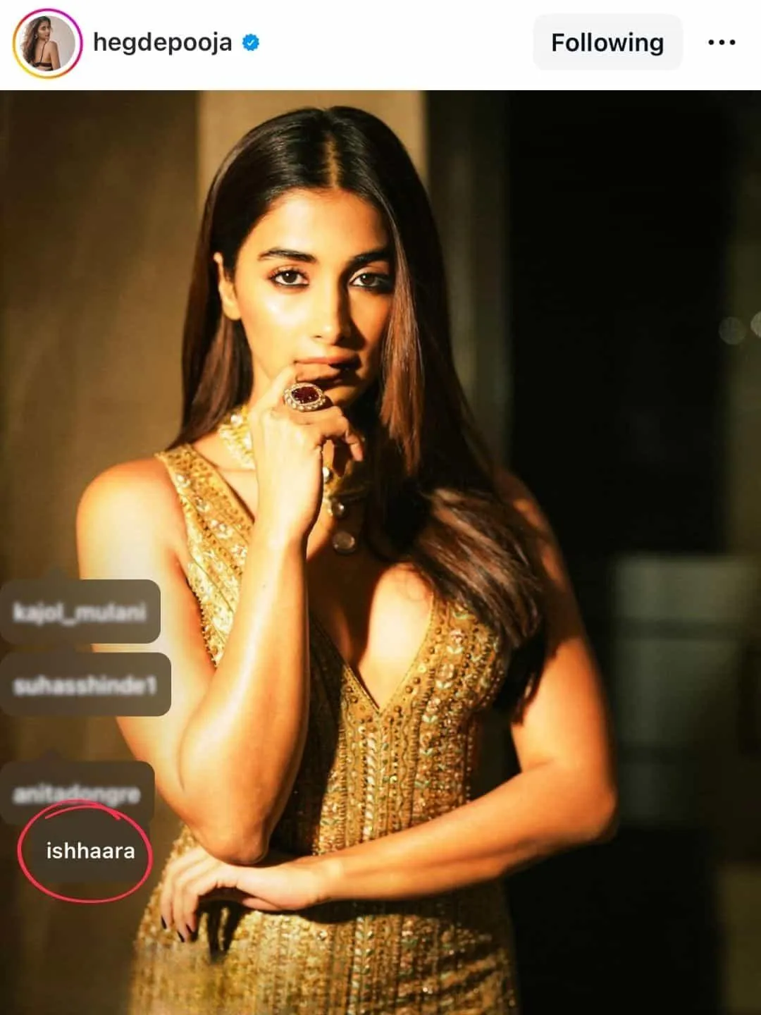 Pooja Hegde In Kundan Ruby Ring Red