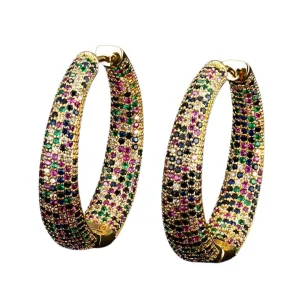 Pre Order:  Exaggerated Rhinestone Hoop Earrings