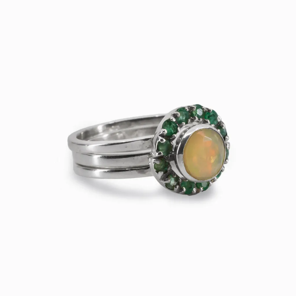 Precious Opal & Emerald Ring