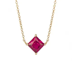 Princess cut lab created ruby necklace GN376R