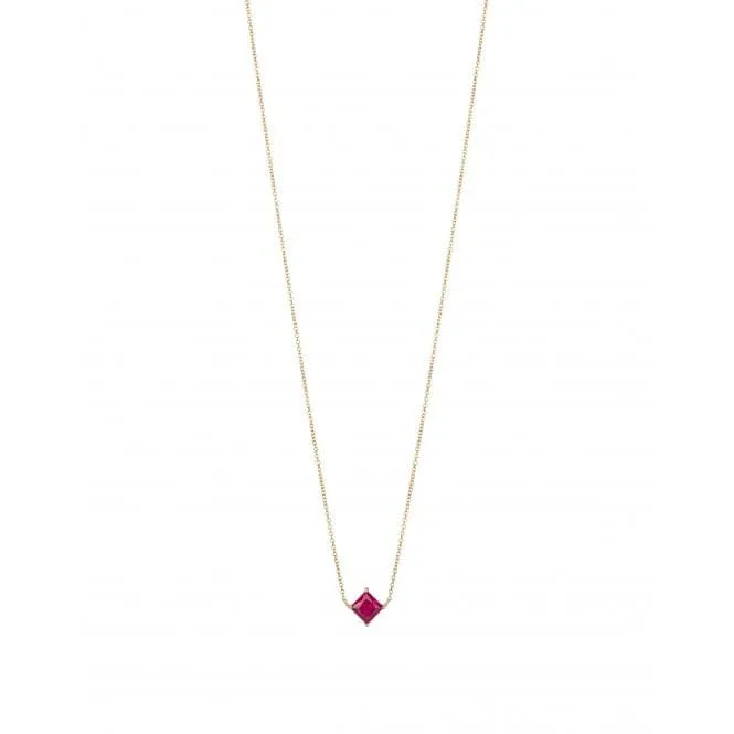 Princess cut lab created ruby necklace GN376R