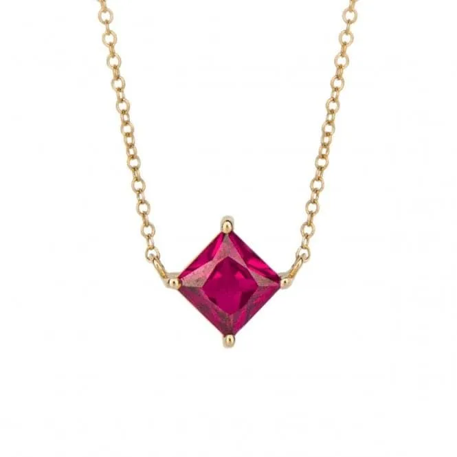 Princess cut lab created ruby necklace GN376R