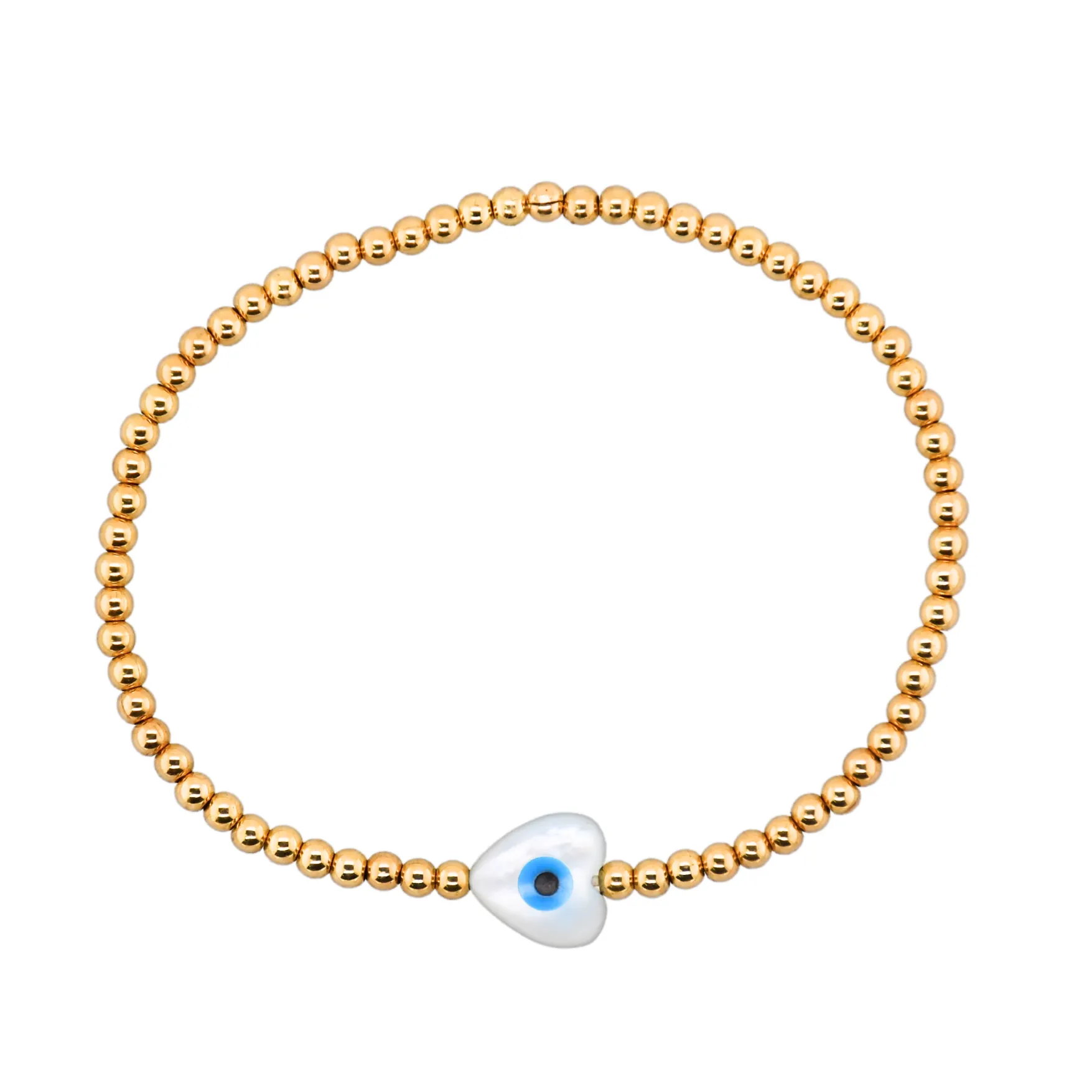 "HEART EVIL EYE" MOP Opal Charm Bracelet