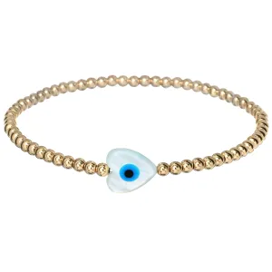 "HEART EVIL EYE" MOP Opal Charm Bracelet