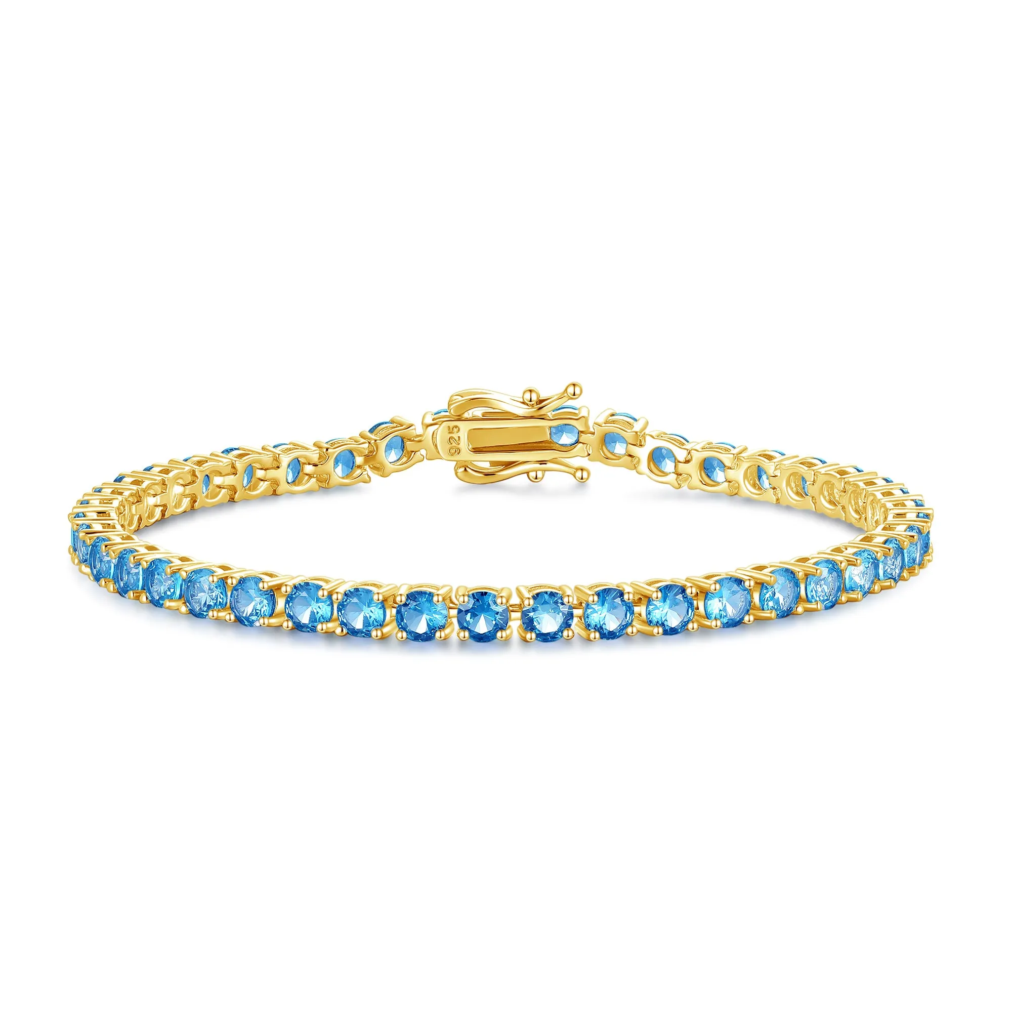 "Joyful Delight" Blue Topaz Tennis Sterling Silver Bracelet