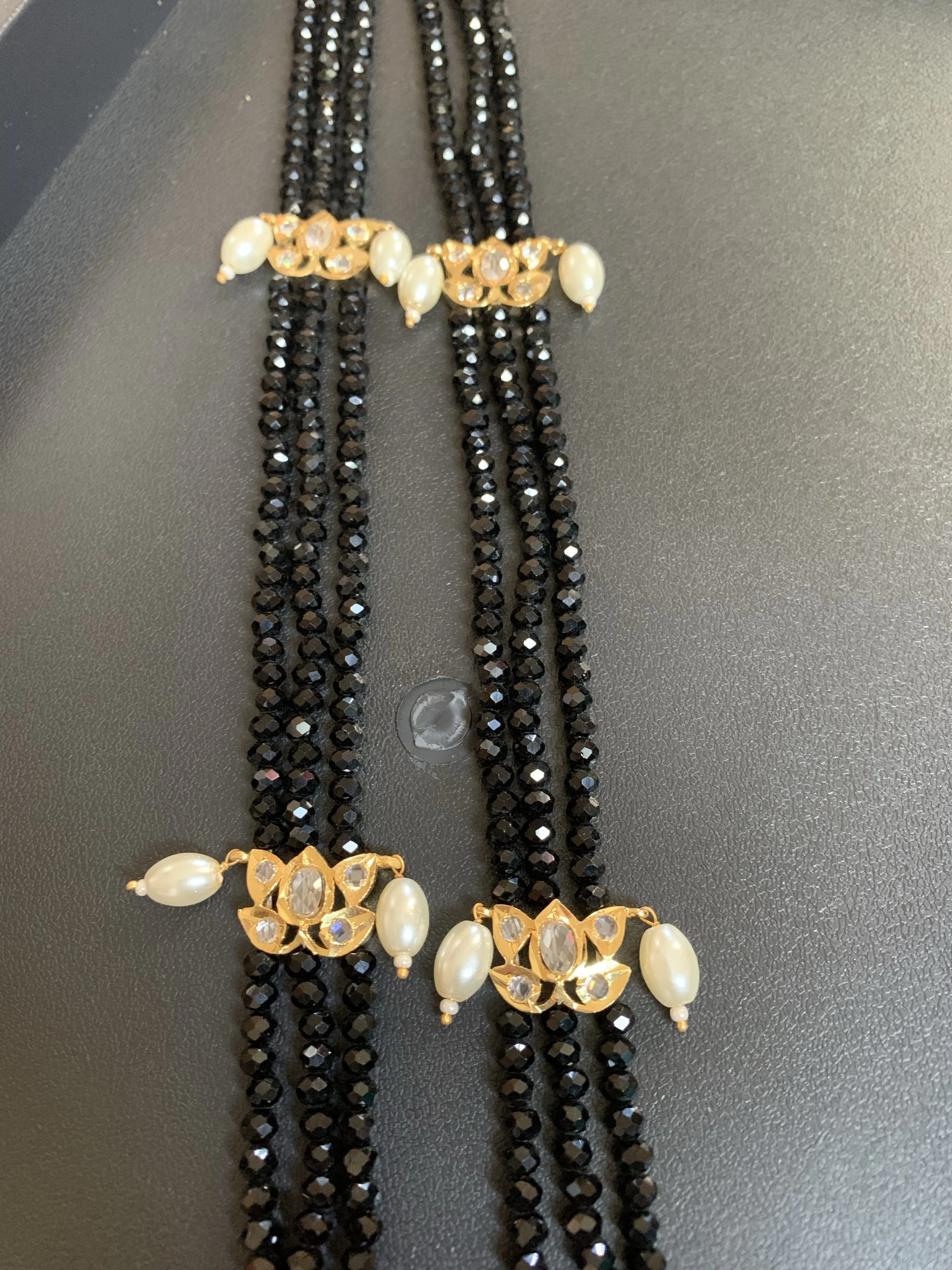 Raina  black   beads  necklace ( SHIPS IN 4 WEEKS )