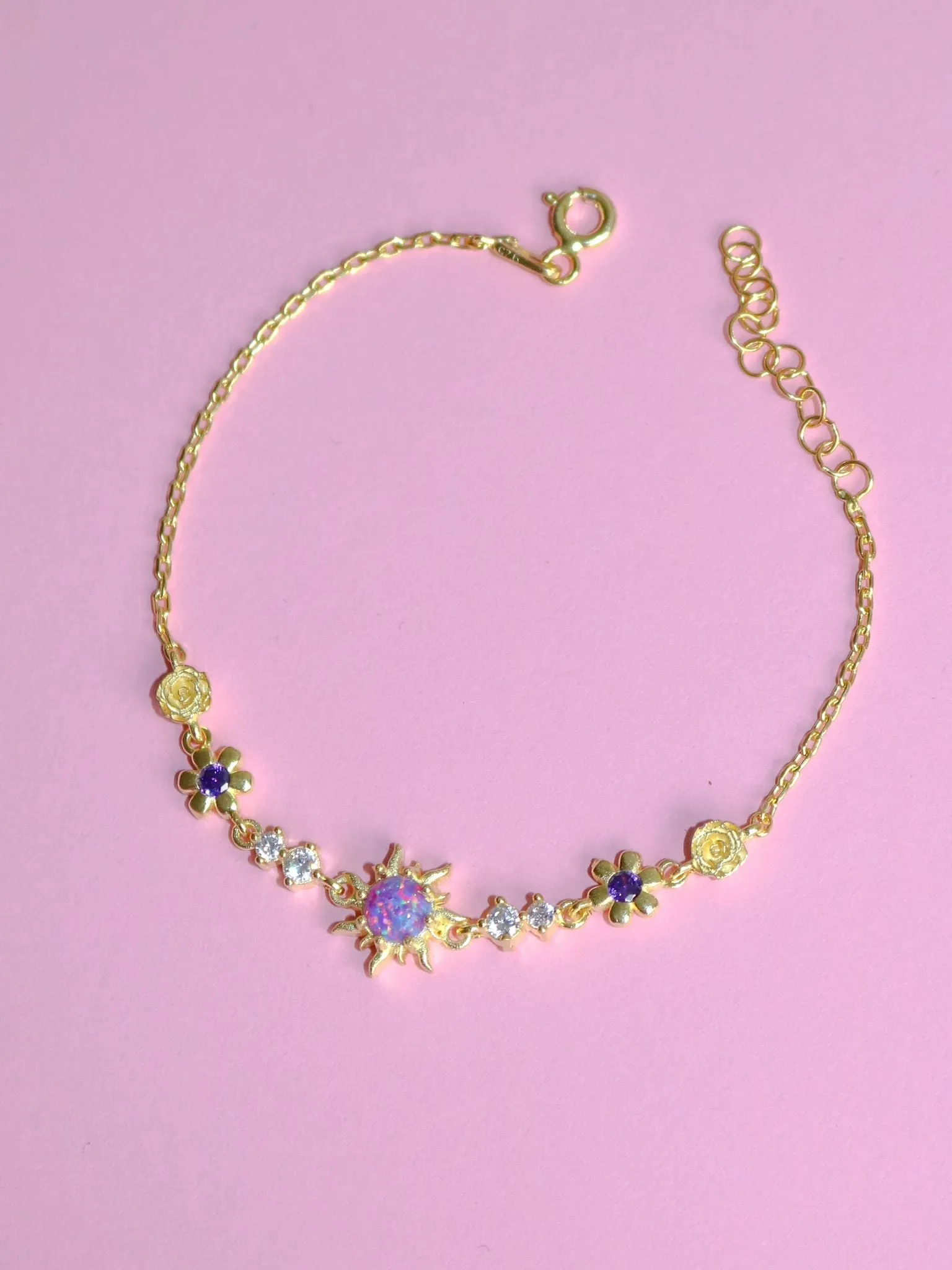 Rapunzel Sunflower Opal 925 Silver Bracelet