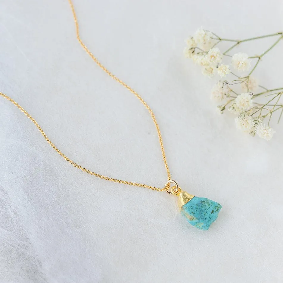 Raw Turquoise Gold Dipped Necklace