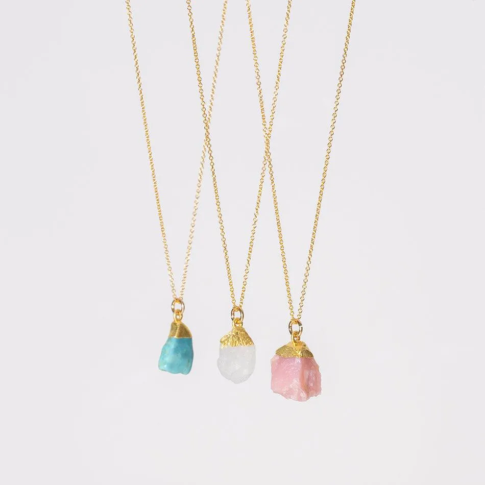 Raw Turquoise Gold Dipped Necklace