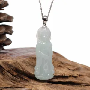 RealJade® Co. Genuine Burmese Jadeite Jade Guanyin Pendant Necklace