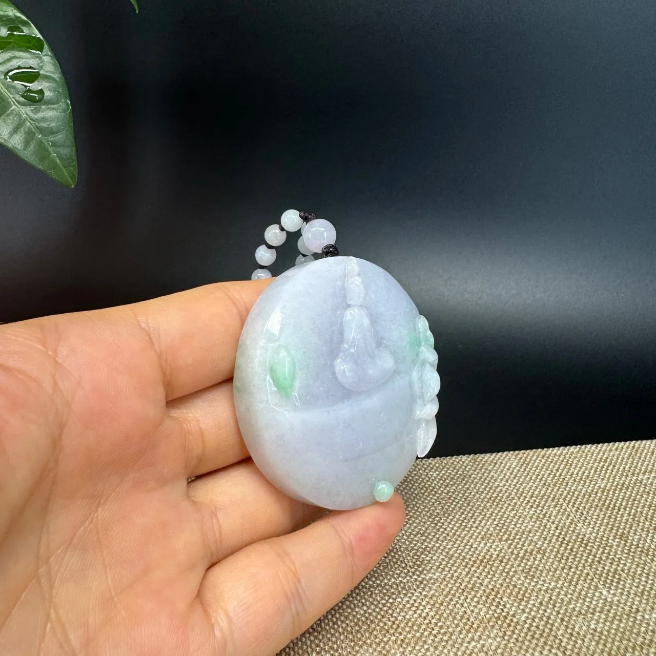 RealJade® Co. Genuine Burmese Jadeite Jade Lavender Green Guanyin Pendant Necklace