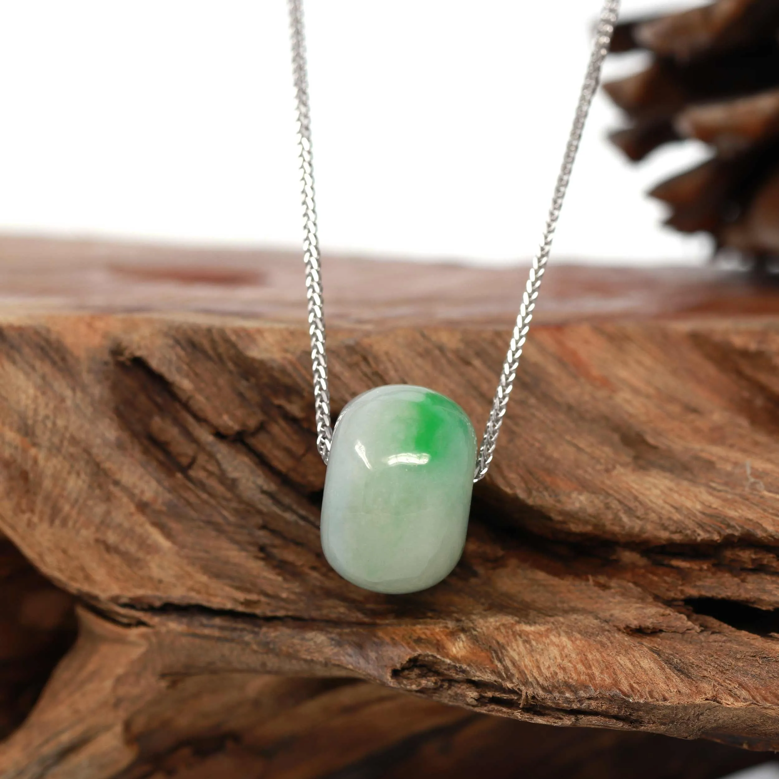 RealJade® Co. "Good Luck Button" Necklace Real Vibrant Green Jade Lucky TongTong Pendant Necklace