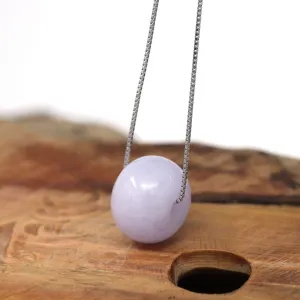 RealJade® "Good Luck Button" Necklace Real Lavender-Green Jade Lucky KouKou Pendant Necklace