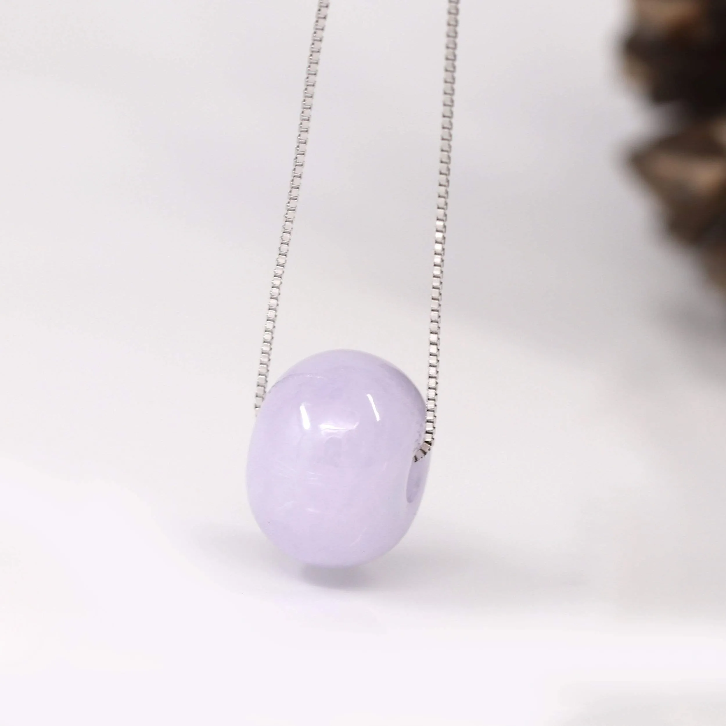 RealJade® "Good Luck Button" Necklace Real Lavender-Green Jade Lucky KouKou Pendant Necklace