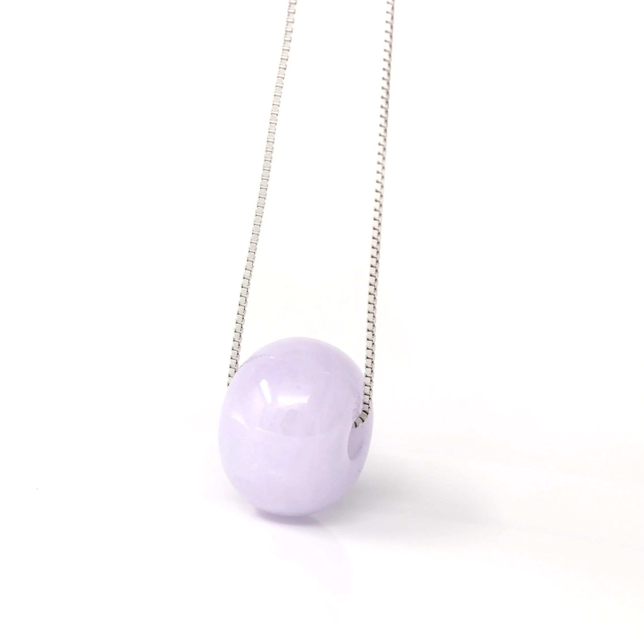 RealJade® "Good Luck Button" Necklace Real Lavender-Green Jade Lucky KouKou Pendant Necklace