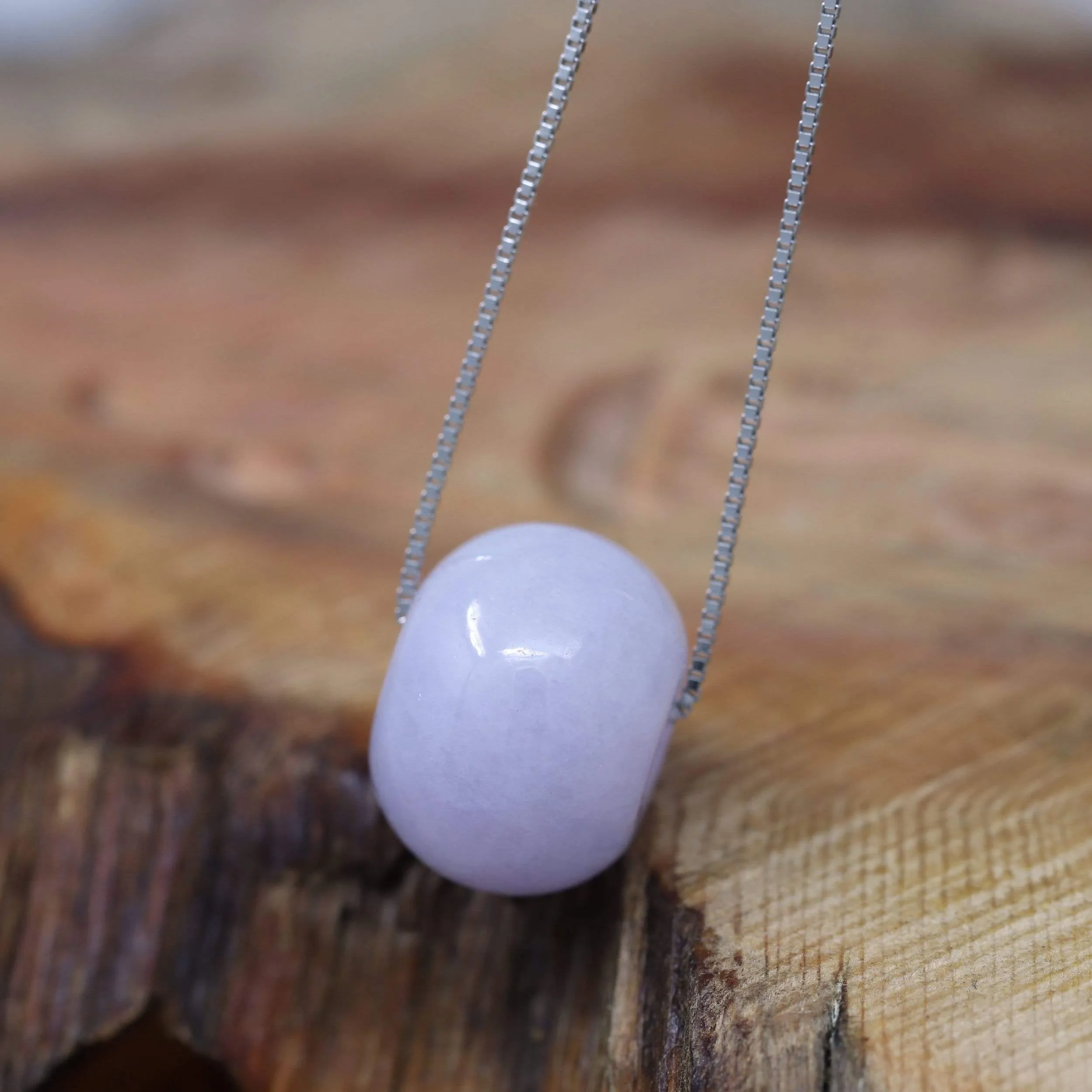 RealJade® "Good Luck Button" Necklace Real Lavender-Green Jade Lucky KouKou Pendant Necklace