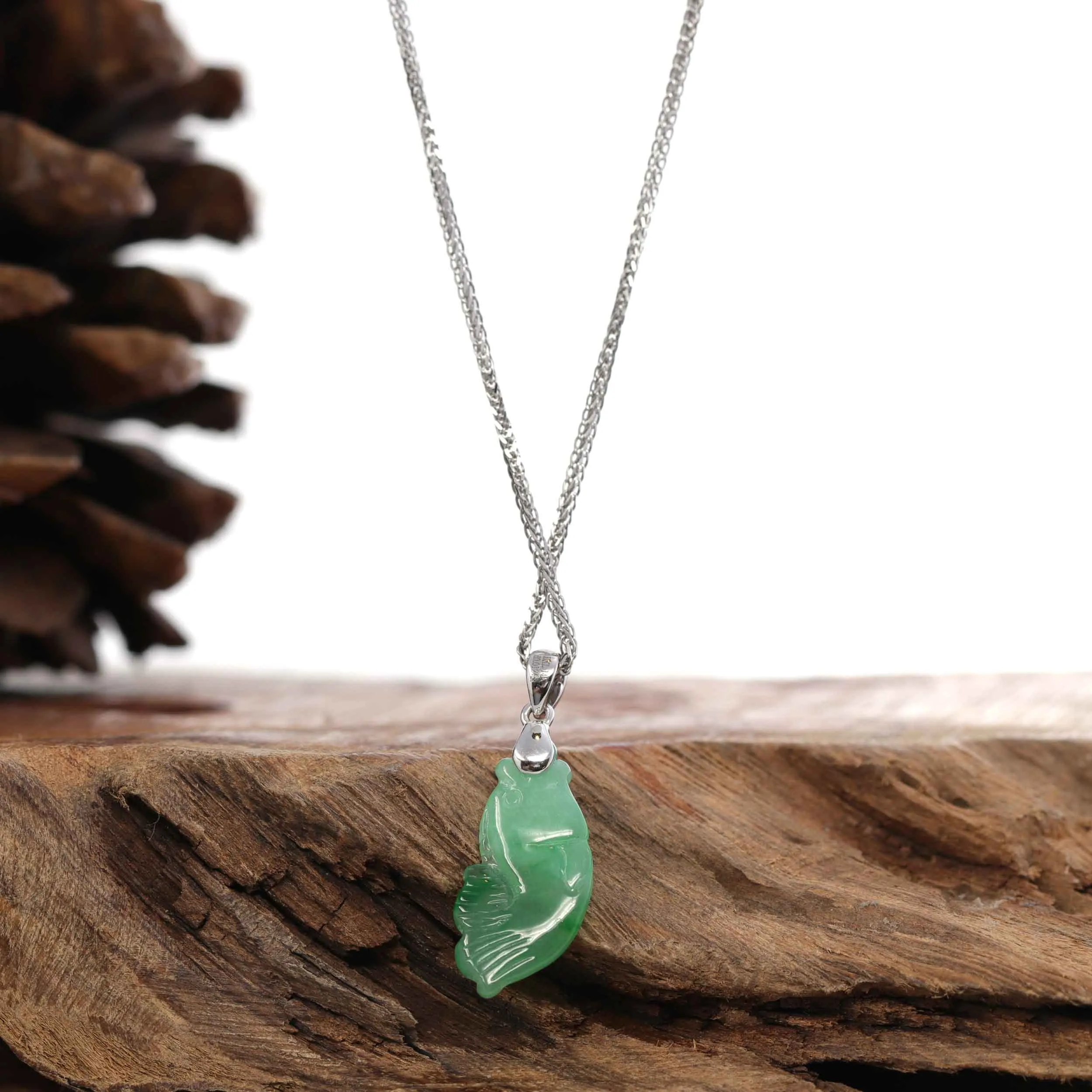 RealJade® "Prosperity Every Year (年年有鱼)" Lucky Fish Carving Pendant Necklace Natural Jadeite Jade