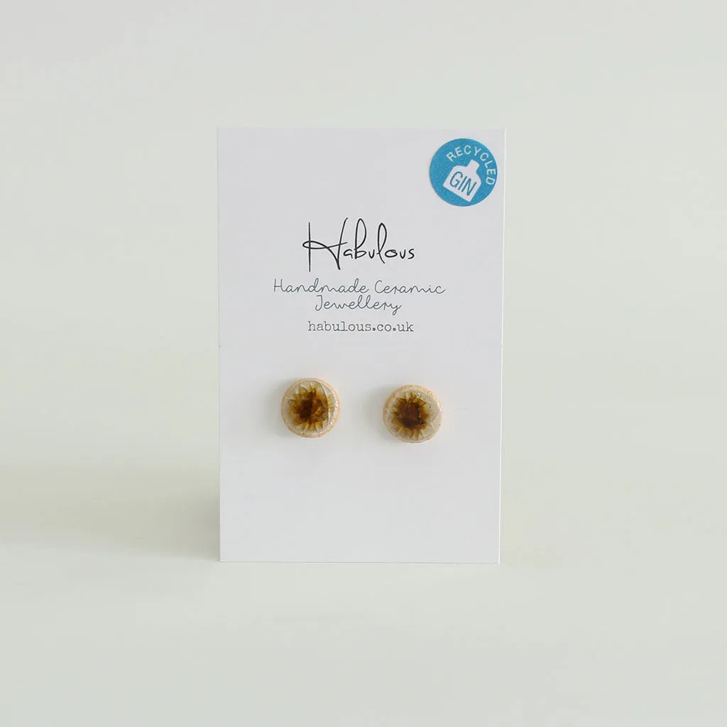 Recycled Gin Bottle Treacle Stud Earrings