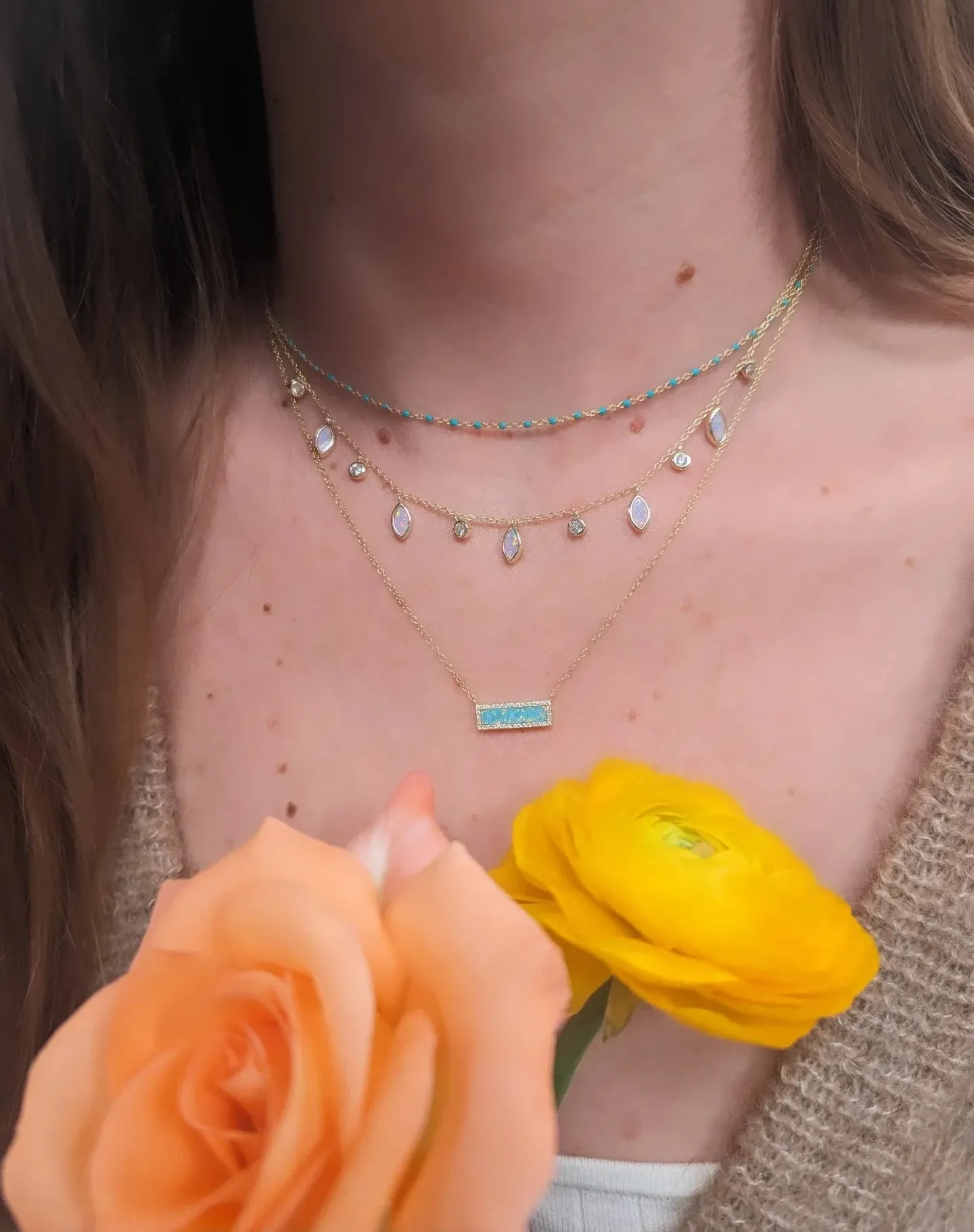 Reflection Opal Bar Necklace